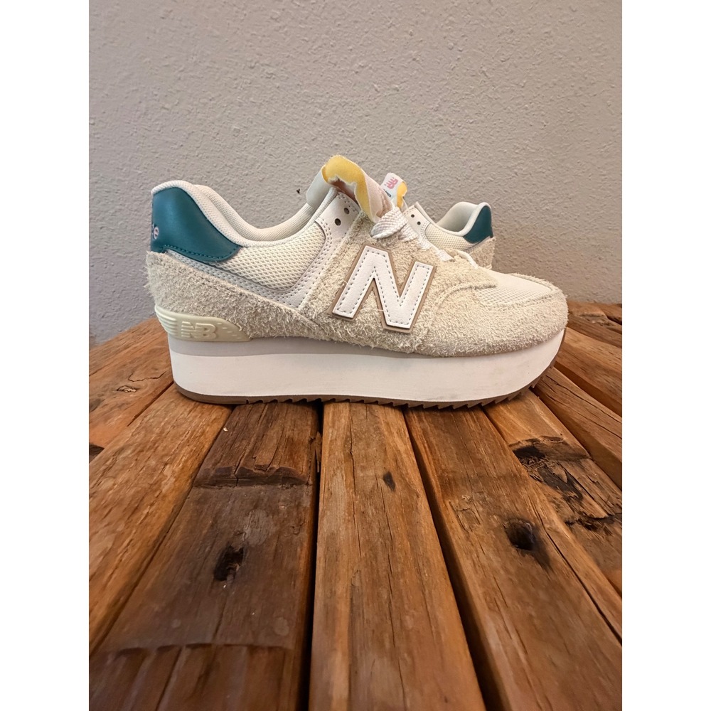New Balance 574+ Platform Sneakers Size 9.5 Angora Sea Salt WL574ZKB